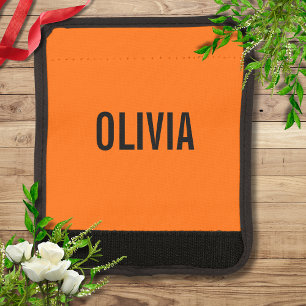 Sunset Orange Modern Name Trendy Minimalist Luggage Handle Wrap