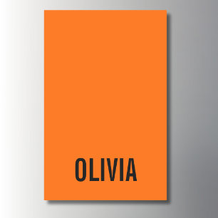 Sunset Orange Modern Name Trendy Minimalist Magnetic Dry Erase Sheet