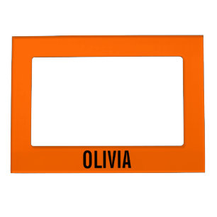 Sunset Orange Modern Name   Trendy Minimalist  Magnetic Frame