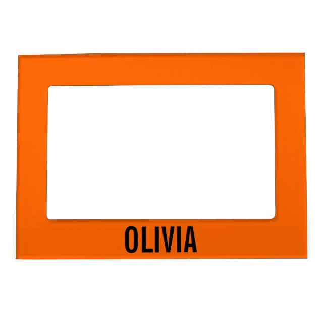 Sunset Orange Modern Name | Trendy Minimalist  Magnetic Frame (Front)