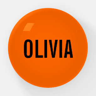 Sunset Orange Modern Name   Trendy Minimalist  Paperweight