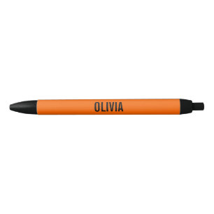 Sunset Orange Modern Name Trendy Minimalist Pen