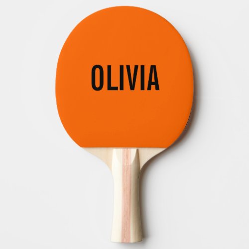 Sunset Orange Modern Name  Trendy Minimalist  Ping Pong Paddle