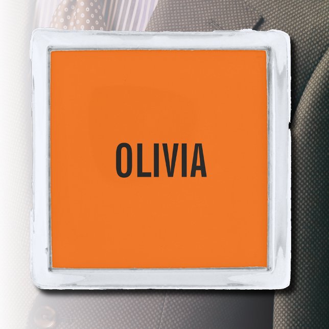 Sunset Orange Modern Name | Trendy Minimalist  Silver Finish Lapel Pin (Creator Uploaded)
