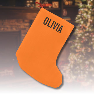 Sunset Orange Modern Name | Trendy Minimalist Small Christmas Stocking