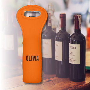 Sunset Orange Modern Name   Trendy Minimalist  Wine Bag
