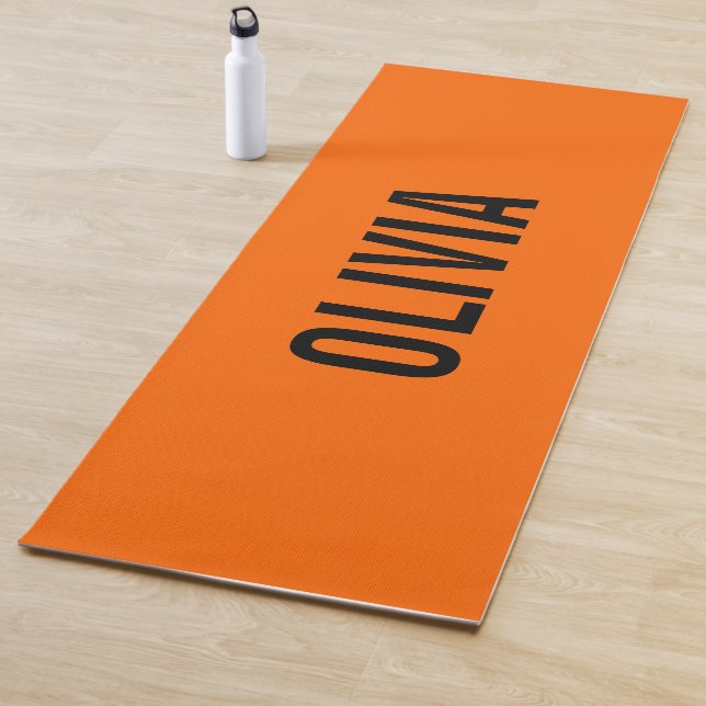 Sunset Orange Modern Name | Trendy Minimalist  Yoga Mat (In Situ)