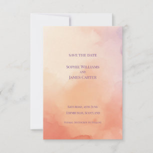 Sunset Orange Peach Abstract Scottish Wedding Save The Date