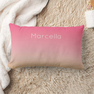 Sunset Orange Pink Ombré Custom Name Lumbar Pillow