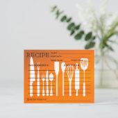 Sunset Orange Retro Recipe Card Kitchen Tools (Standing Front)