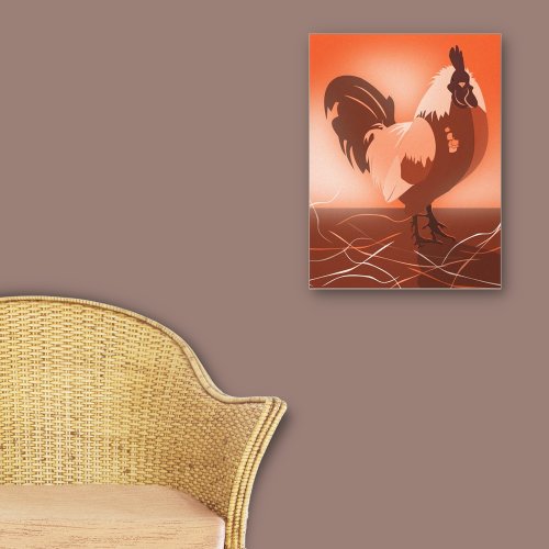 Sunset_Orange Rooster Country Farm Animal  Canvas Print