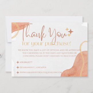 sunset orange thank you cards for small business