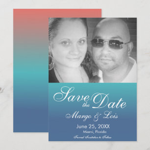 Sunset Orangle Teal Gradient Save the Date Invitation