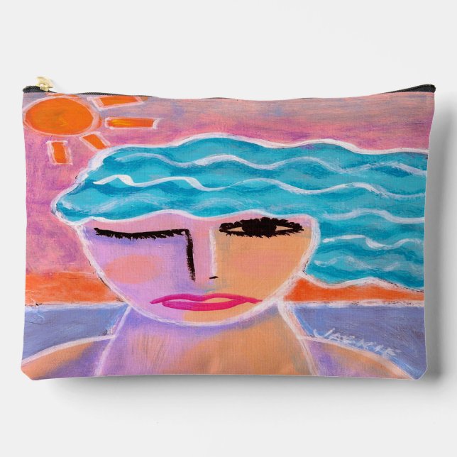 Sunset Original Abstract Painting on Accessory Pouch (Front)