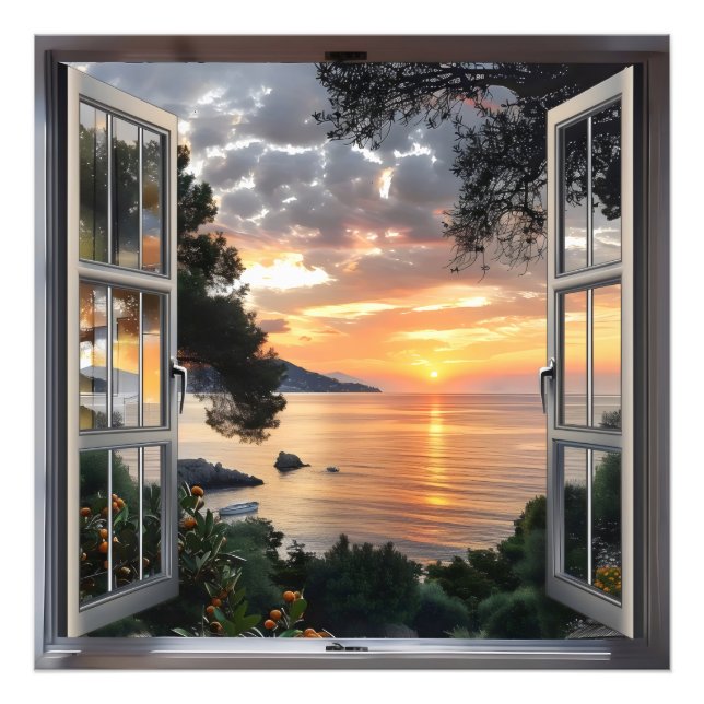 Sunset ove Bay Window View Photo Print (Front)