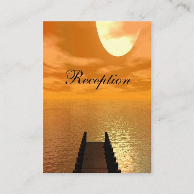 Sunset over A Dock Wedding Enclosure Card (Front)