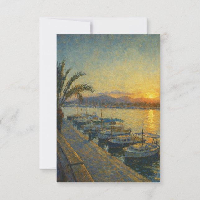Sunset over a Mediterranean Harbour Invitation (Front)
