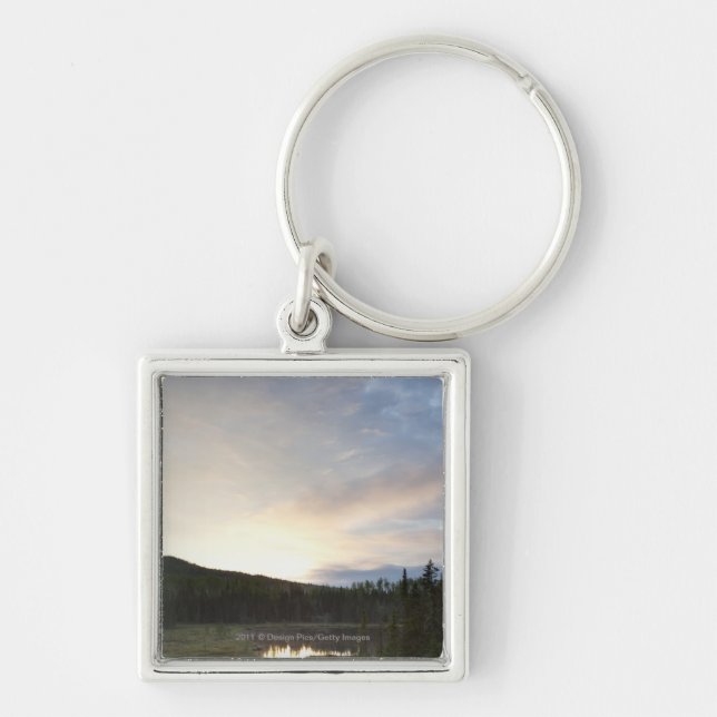 Sunset Over A Misty Pond Keychain (Front)