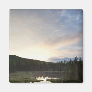 Sunset Over A Misty Pond Magnet