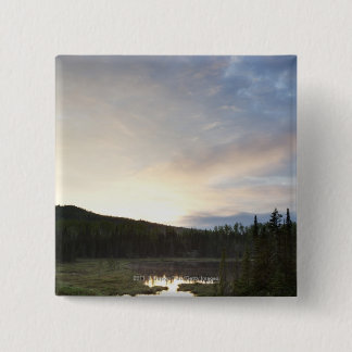 Sunset Over A Misty Pond Pinback Button