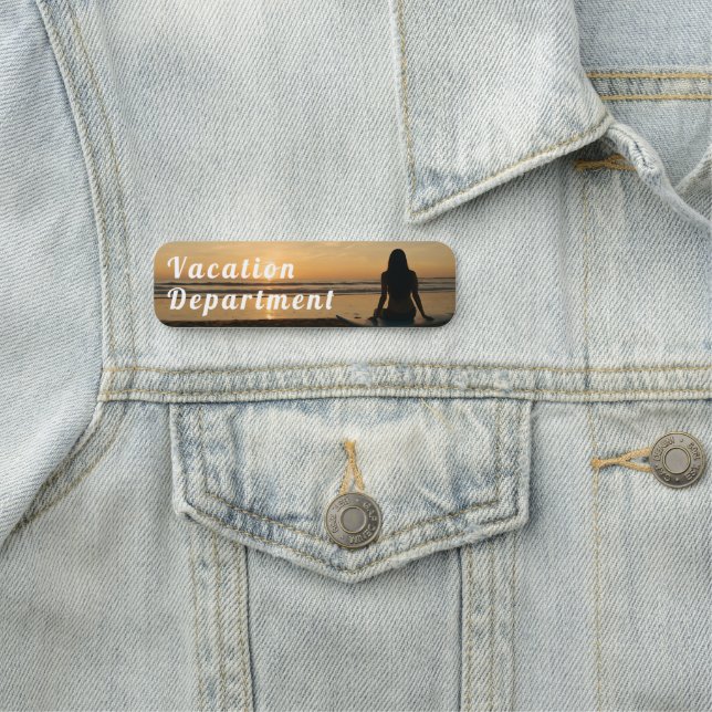 Sunset Over a Quiet Beach Name Tag (In Situ)