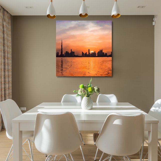 Sunset over a seaside town - watercolor acrylic print (Creator Uploaded)