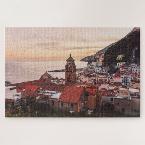 Sunset Over Amalfi Coastal Town Italy Jigsaw Puzzle