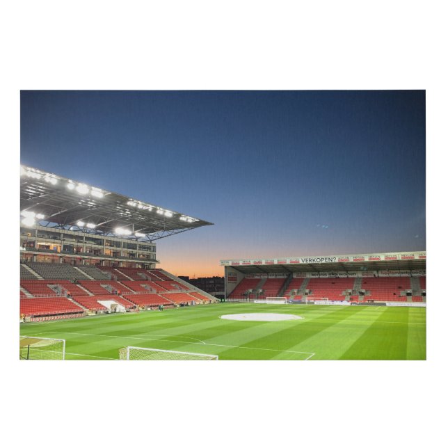Sunset over an empty Bosuil Stadium Faux Canvas Print (Front)