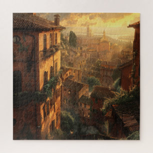 Sunset Over Ancient Italian Hills Puzzle