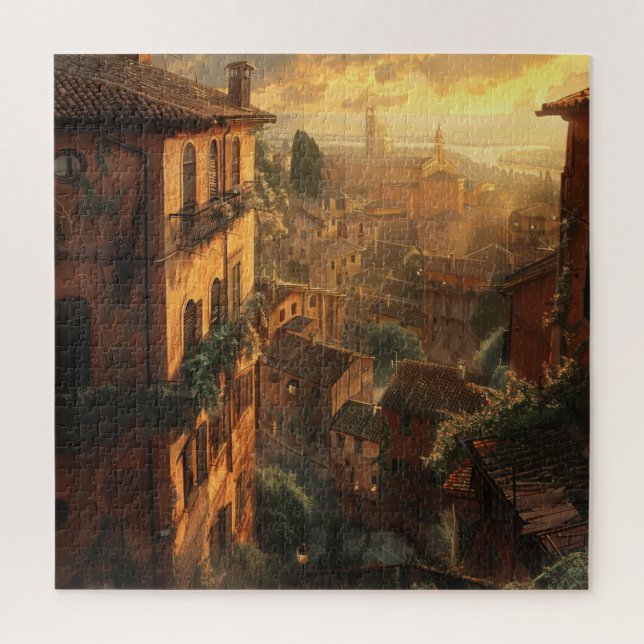 Sunset Over Ancient Italian Hills Puzzle (Vertical)