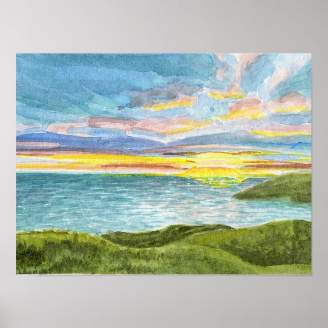 Sunset Over Annestown Beach in Wexford, Ireland Poster (Front)