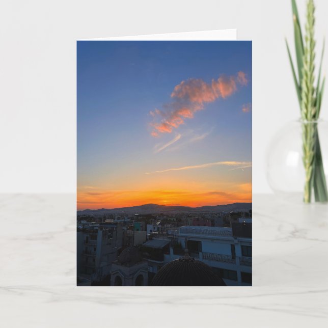 Sunset Over Athens Greece Card (Front)