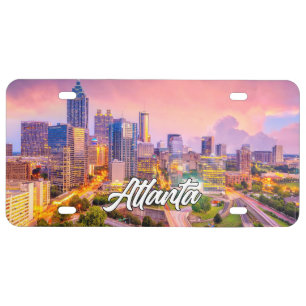 Sunset Over Atlanta, Georgia, United States License Plate
