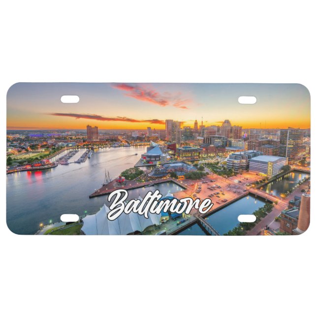 Sunset Over Baltimore, Maryland, USA License Plate (Front)