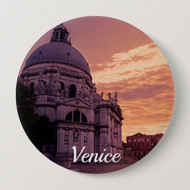 Sunset over Basilica in Venice Button (Front)