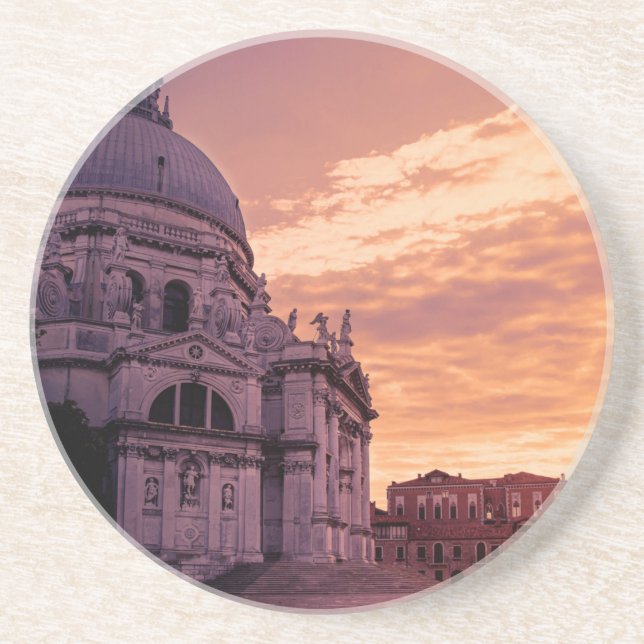 Sunset over Basilica in Venice Coaster (Front)