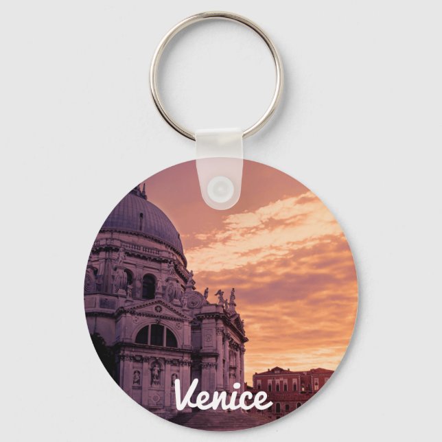 Sunset over Basilica in Venice Keychain (Front)