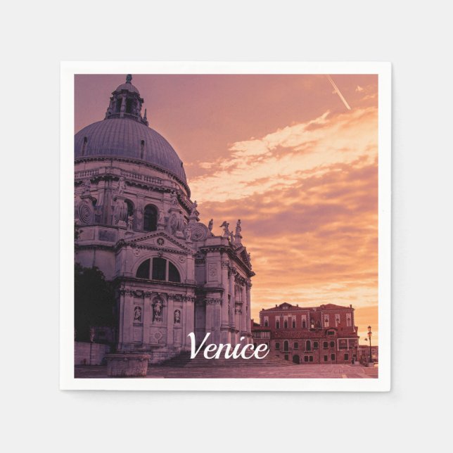 Sunset over Basilica in Venice Napkins (Front)