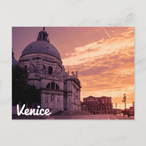 Sunset over Basilica in Venice Postcard
