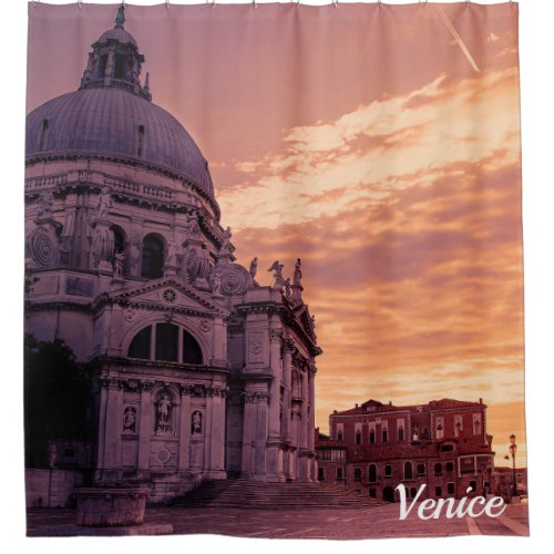 Sunset over Basilica in Venice Shower Curtain