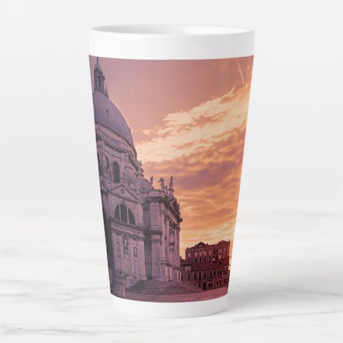 Sunset over Basilica in Venice Square Latte Mug