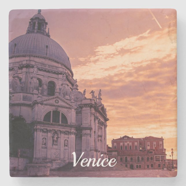 Sunset over Basilica in Venice Stone Coaster (Front)