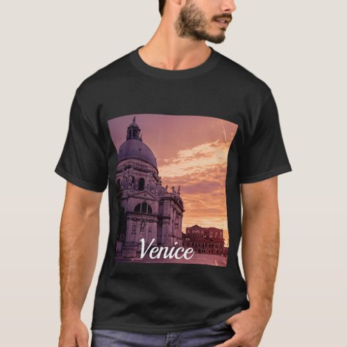 Sunset over Basilica in Venice T_Shirt