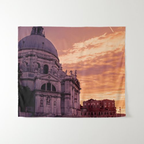 Sunset over Basilica in Venice Tapestry