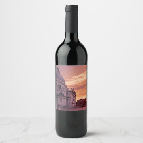 Sunset over Basilica in Venice Wine Label