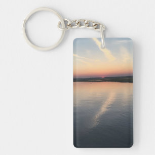 Sunset Over Bay - Double-sided Keychain, Rectangle Keychain