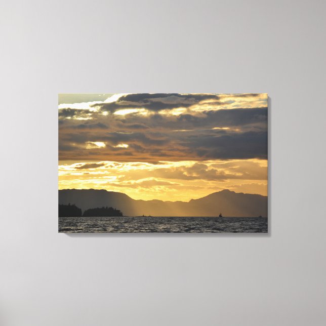 Sunset Over Bay Of Ketchikan Canvas Print (Front)