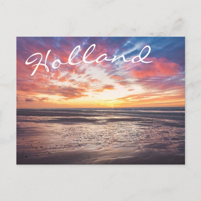 Sunset over beach and sea postcard (Front)