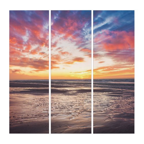 Sunset over beach and sea triptych