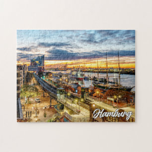 Sunset Over Beautiful Hamburg, Germany Jigsaw Puzzle